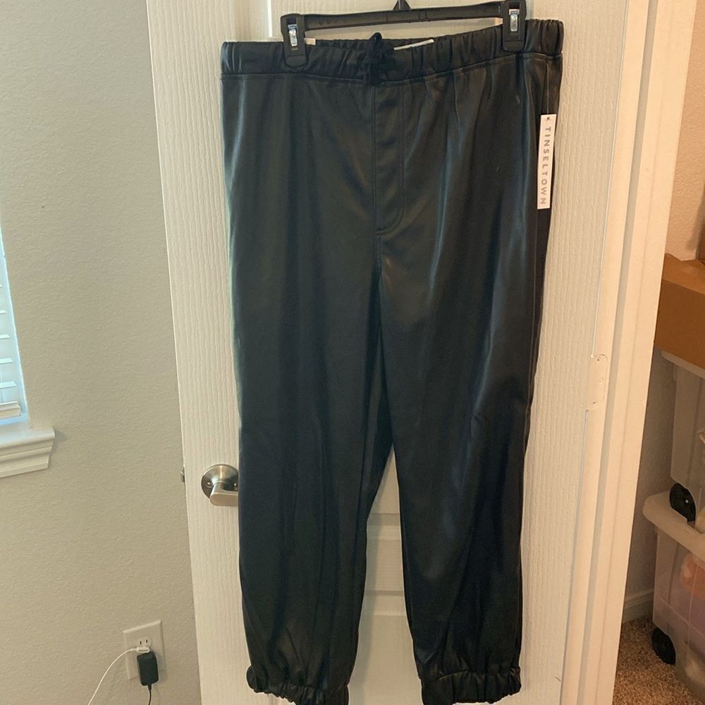 New Faux Leather Jogger Pants - Picture 2 of 6